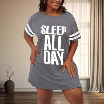 Модное женское свободное повседневное платье с принтом O-образным вырезом и коротким рукавом с принтом листьев, свободное уличное платье А-силуэта XS чёрный