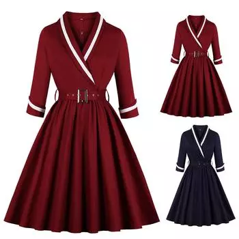 Модное женское темпераментное платье с длинным рукавом и талией, облегающее свободное платье, маленькое платье M тёмно-синий