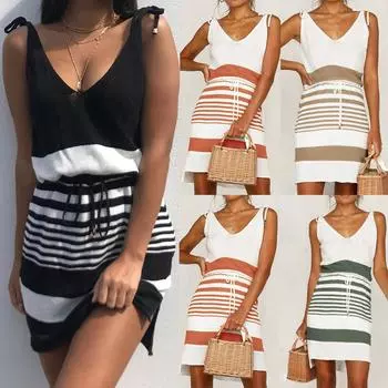 Модное женское трикотажное платье на подтяжках с v-образным вырезом без бретелек, юбка с открытой спиной L хаки
