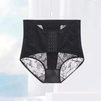 модное женское утягивающее нижнее белье кружевное дышащее утягивающее белье утягивающие трусы утягивающие трусики с пряжкой M чёрный