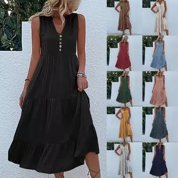 Модное женское весеннее, летнее и осеннее повседневное однотонное платье без рукавов на одно плечо M чёрный