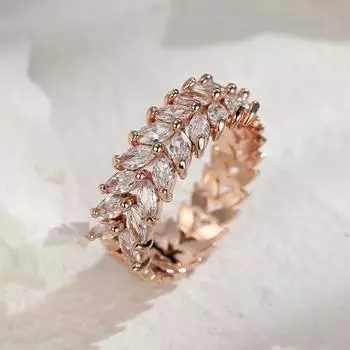 Модное женское винтажное обручальное кольцо с листьями маркиза и кубическим цирконием, роскошные ювелирные изделия, свадебное кольцо золотого цвета с очаровательным обручальным кольцом 6 золотой
