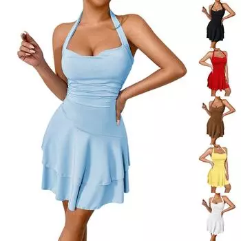 Модное женское женское женское плиссированное платье с талией L чёрный