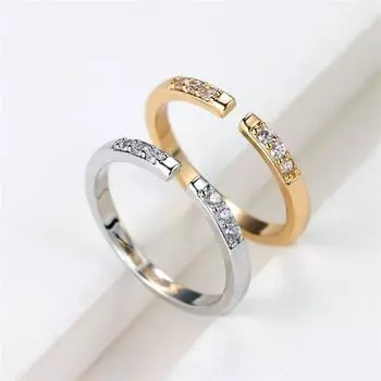 Модное женское золотое, серебристое регулируемое кольцо с CZ, роскошная инкрустация CZ, белый камень, модные обручальные кольца, ювелирные изделия для женщин золотой