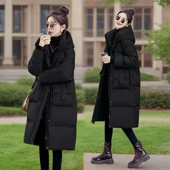 Модное зимнее пальто свободного кроя с большими карманами для женщин M серый