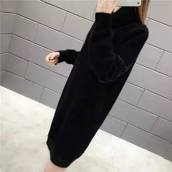 Модное зимнее плюшевое платье-свитер, женское повседневное сексуальное мини-бандажное платье, женская вечерняя ночная одежда XXXL чёрный