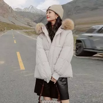 Модное зимнее плюшевое свободное женское пальто. Элегантная осенне-зимняя куртка с шерстяным воротником. Роскошное утолщенное хлопковое женское пальто с воротником-стойкой. S
