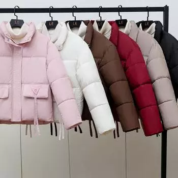 Модное зимнее женское холодное пальто больших размеров, свободный воротник-стойка, короткие парки больших размеров, женские толстые теплые зимние куртки M коричневый