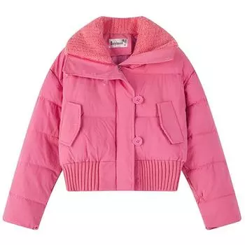 Модное зимнее женское холодное пальто с воротником-стойкой, новые короткие парки в корейском стиле на молнии с хлопковой подкладкой, зимняя куртка S розовый