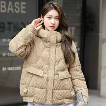 Модное зимнее женское холодное пальто с капюшоном, новые толстые теплые короткие парки, женские куртки с хлопковой подкладкой в корейском стиле оверсайз L хаки