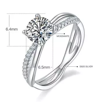 Модное золотое кольцо 18 карат с муассанитом 6,5 мм для женщин, подарок на свадьбу, помолвку, ювелирные изделия из стерлингового серебра 925 пробы 9