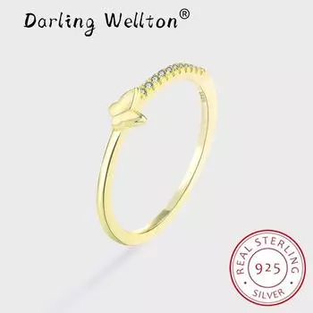 Модное Золотое кольцо с бабочкой и бриллиантами для пары из стерлингового серебра для женщин, простой бант, оригинальный подарок из стерлингового серебра на годовщину, ювелирные изделия 6 золотой