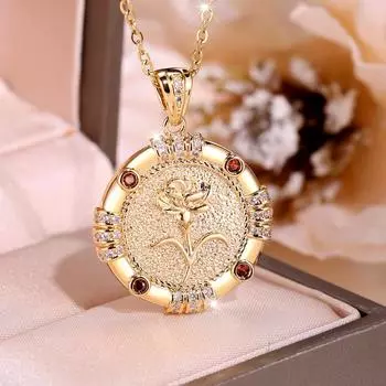 Модное золотое ожерелье с цветочным кулоном, индивидуальное ожерелье с кристаллами и камнем на 12 месяцев для женщин, чокер, подарки на день рождения красный/золотой