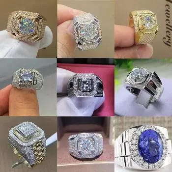 Модное золотого цвета 2,0 карата с белым кристаллом CZ кольцо для женщин и мужчин в стиле хип-хоп с полным кристаллом обручальное кольцо обручальное кольцо ювелирные изделия для вечеринок 7