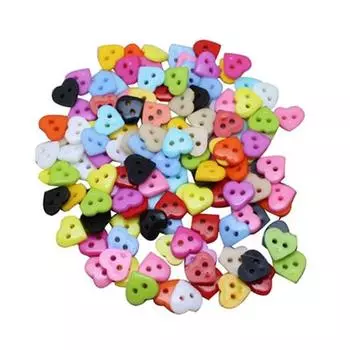Модные 100 шт., разноцветные полимерные пуговицы в форме сердца, подходят для шитья или скрапбукинга, 10 мм