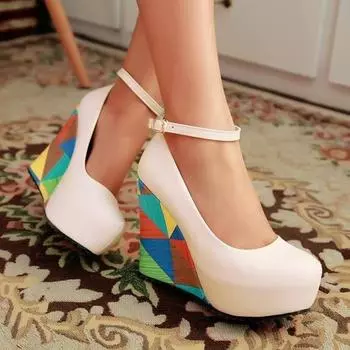 Модные 11 см, большой размер 33-43, элегантные разноцветные туфли с круглым носком, женские туфли-лодочки, модные туфли на платформе и высоком каблуке для свиданий, женская обувь 34 белый