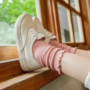 Модные 1 пара чулок из чистого хлопка 10 цветов с кучкой, средние носки-трубы Agaric Edge. Женские носки. Высокое качество Осень и Зима озеро синий