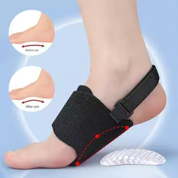 Модные 1 пара подушечек для поддержки свода стопы, коррекция плоскостопия, амортизирующие подушечки для стоп с высоким сводом, ортопедические стельки, облегчение боли при подошвенном фасциите 36-46 чёрный