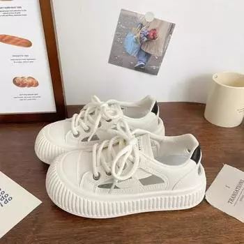 Модные 2024 симпатичные белые парусиновые туфли на толстой подошве для женщин, летние женские повседневные туфли Harajuku Japanes, универсальные парусиновые туфли для студентов 35 фиолетовый