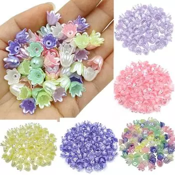 Модные 20 шт. 8,5*11 мм акрил с имитацией жемчуга, элегантные креативные аксессуары для волос, новая заколка для волос «сделай сам», красочный цветок 20Pcs зелёный