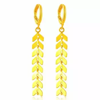 Модные 24-каратные позолоченные серьги с пшеничными ушками, простые длинные серьги для женщин, свадебные очаровательные ювелирные изделия, подарки