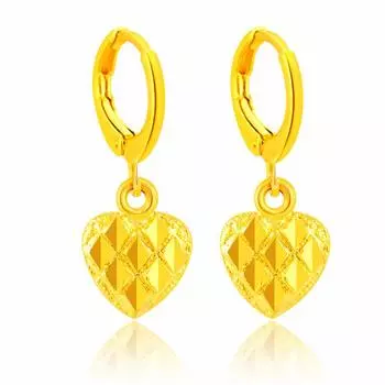 Модные 24-каратные позолоченные серьги в форме сердца, простые серьги для женщин, свадебные очаровательные ювелирные изделия, подарки золотой