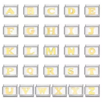 Модные 26 букв А-Я, итальянские звенья, очаровательные бусины, 9 мм, браслет из нержавеющей стали, ювелирные изделия, изготовление под заказ