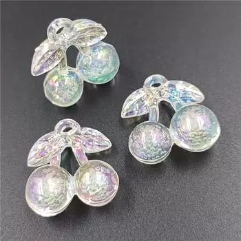 Модные 3 шт. красочные пузырьки милые вишневые свободные бусины DIY подвески для DIY ожерелье серьги браслет кулон изготовление ювелирных изделий материал ручной работы 22 * 26mm 3Pcs белый