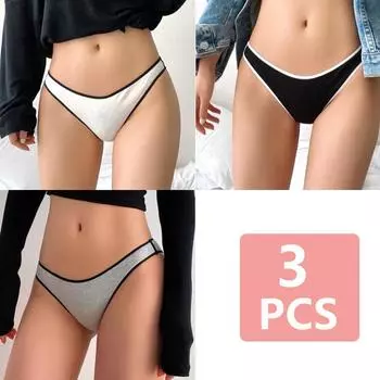 Модные 3 шт., женские хлопковые трусики с низкой посадкой, простые, мягкие, сексуальное нижнее белье, женские трусы, однотонные, трусики для девочек, M-XL M