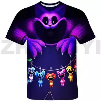 Модные 3D-футболки с изображением улыбающихся существ, футболки с рисунком аниме, детская летняя одежда для малышей, футболка большого размера для женщин с коротким рукавом S