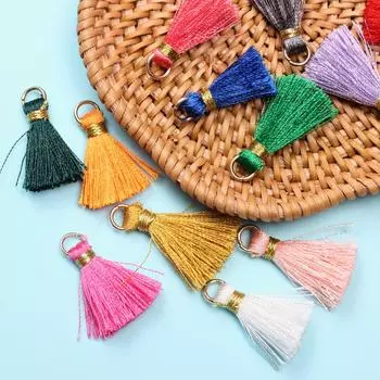 Модные 50 шт., серьги-кольца «сделай сам», золотая нить, ювелирные аксессуары, аксессуары для волос, бахрома, маленькая кисточка, материалы ручной работы 50pcs разноцветный