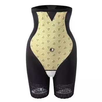 модные 5D кружевные бесшовные женские защитные трусы-боксеры с высокой талией и плоским животом, шорты для подтяжки ягодиц, нижнее белье для похудения M чёрный