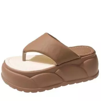 модные 7 см новые толстые шлепанцы женские модные сандалии на платформе уличные женские пляжные тапочки домашний комфорт женские летние сандалии 2024 34 розовый