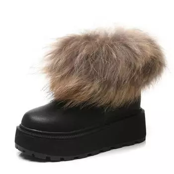 Модные 8 см ботинки из синтетической кожи весна осень мокасины зима плюшевые платформы танкетка каминные модные ботильоны женская обувь 34