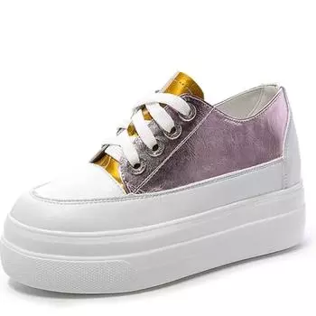 Модные 8 см новые кроссовки из натуральной кожи на платформе весна-осень, повседневные, скрытые, женские, вулканизированные, удобные, летние, разноцветные туфли 42 33 розовый