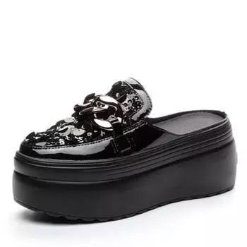 Модные 8 см сетчатые лакированные женские босоножки из микрофибры с блестками, модные повседневные туфли на платформе и танкетке, летние 33 серебряный