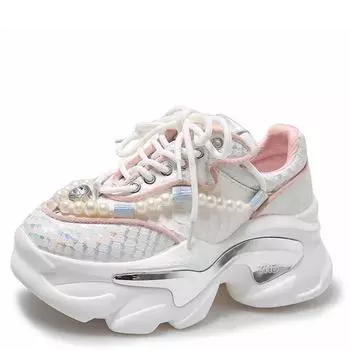 Модные 8 см змеиный принт массивные кроссовки женские 2024 толстая подошва платформа женская спортивная обувь новая осенняя обувь для папы со стразами женская 34 розовый