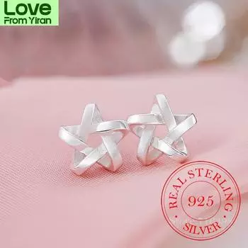 Модные 925 пробы серебряные ювелирные изделия серьги-гвоздики в виде звезды для женщин свадебные женские Brincos Boucle D Oreille Femme Eh1159