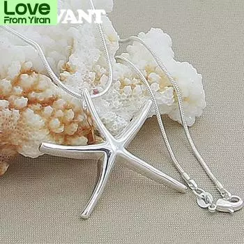 Модные 925 Серебряные Цепи Змеи Морские Звезды Подвески Ожерелье Модные Украшения Для Женщин