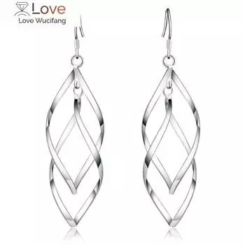 Модные 925 стерлингового серебра серьги двойные серьги женщина гламур ювелирные изделия подарок