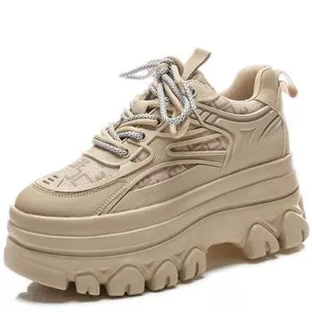 Модные 9 см кроссовки из натуральной кожи на синтетической платформе с танкеткой, массивный скрытый каблук, женские повседневные женские туфли на осень-зиму 33 чёрный