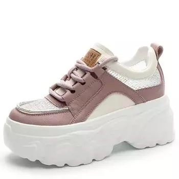 Модные 9 см сетчатые босоножки из натуральной кожи с дышащей женской платформой, толстые кроссовки на танкетке, летние ботильоны 34 жёлтый