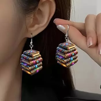 Модные акриловые серьги-подвески Magic Book для женщин разноцветный