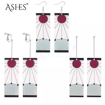 Модные акриловые серьги Танджиро, серьги-убийцы демонов, аниме, реквизит для косплея, Ханафуда, длинные висячие серьги для женщин, ювелирный стиль A-1