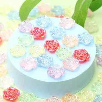 Модные акриловые ювелирные аксессуары ручной работы «сделай сам», AB Magic Color, 100 шт., перфорированные розовые бусины с плоским дном и цветком 100Pcs разноцветный