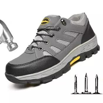 Модные альпинистские рабочие ботинки, износостойкие, нескользящие, рабочие ботинки, противоударные, H157 36 серый