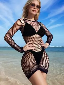 Модные эластичные однотонные облегающие платья, сексуальный костюм, рыболовная сеть, прозрачная короткая юбка, женское эротическое сетчатое мини-платье XXS