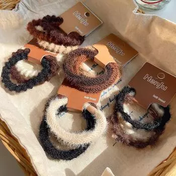 Модные эластичные плюшевые резинки для волос на осень/зиму 2024 г. F1226 бежевый