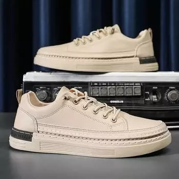 Модные эластичные туфли для мужчин, трендовая повседневная брендовая кожаная обувь 2024 года, новые кроссовки для мужчин, удобные прогулочные туфли на плоской подошве, мужские мокасины 39