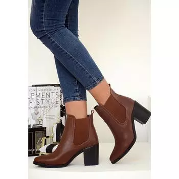 Модные эластичные женские сапоги на высоком каблуке без шнуровки 012-4004-21Кожа